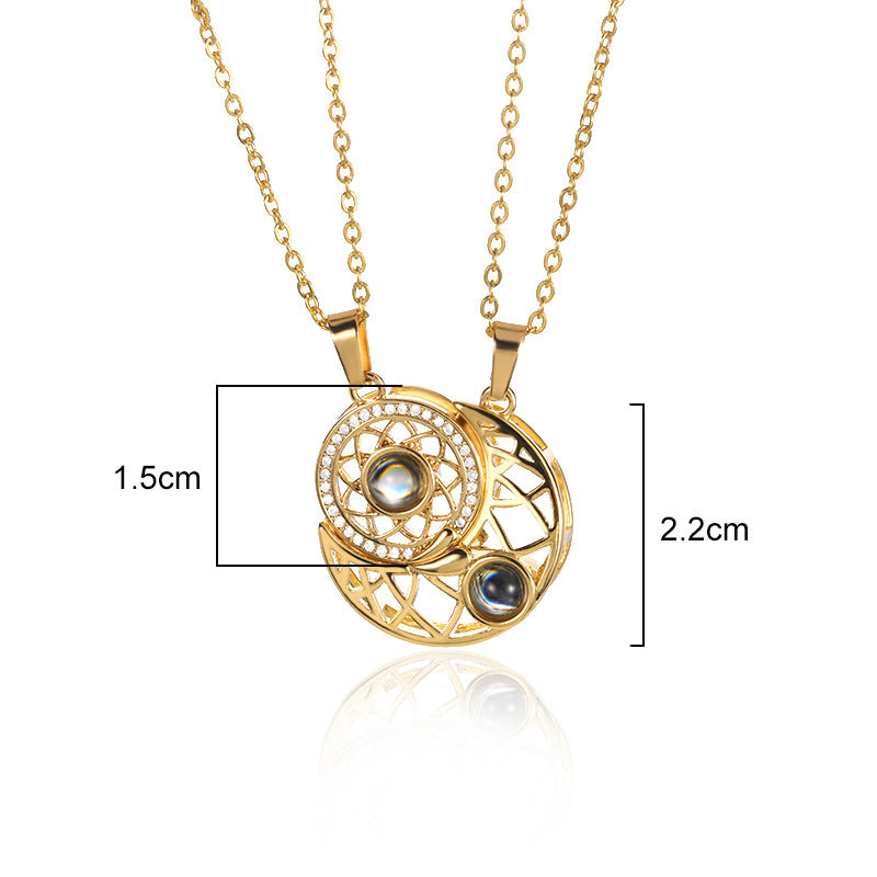 Simple Sun Moon Projection Necklace