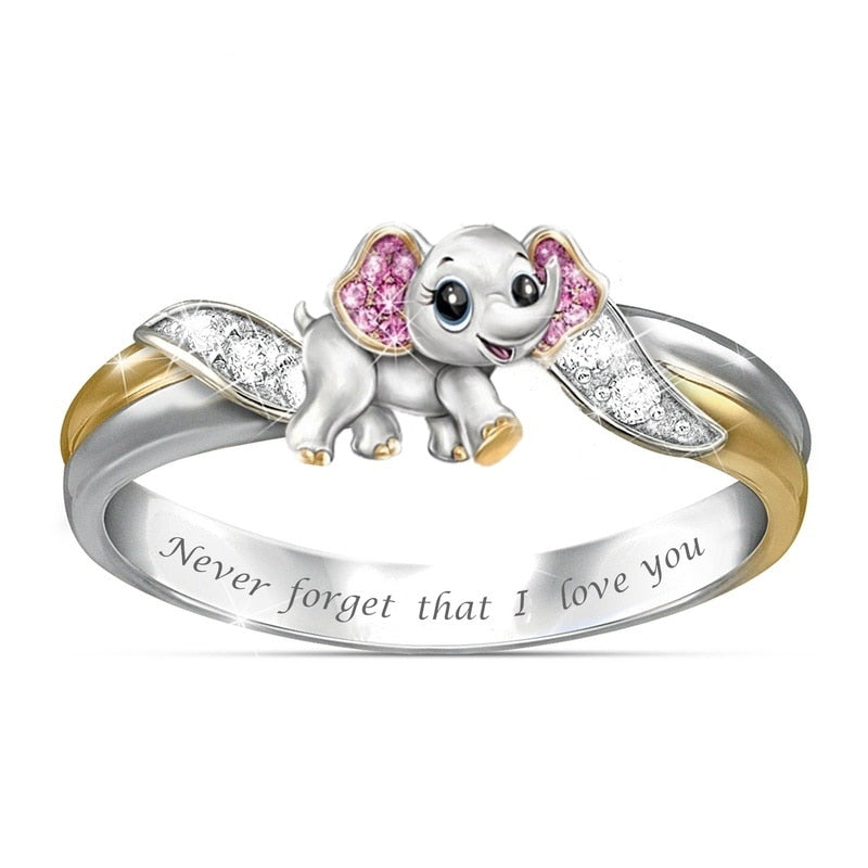 Never Forget I Love You Pink Elephant Ring