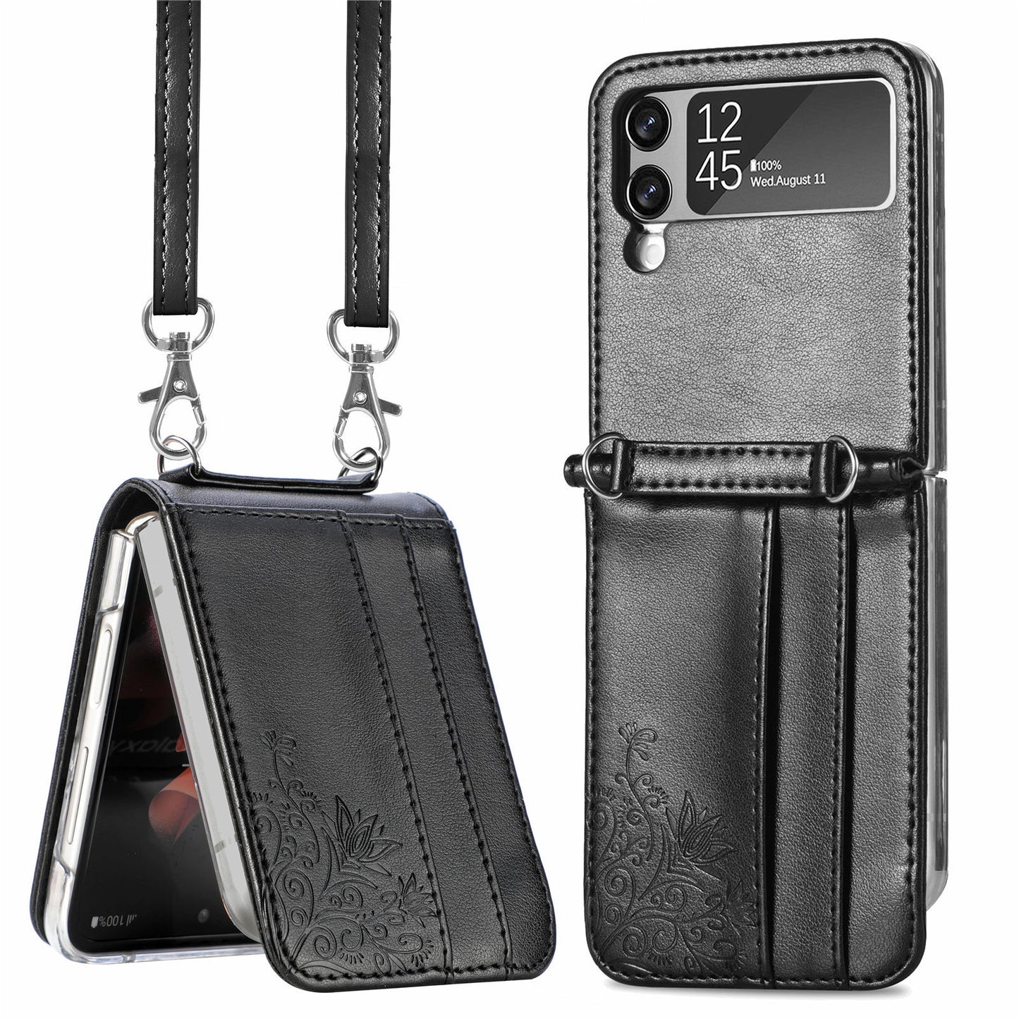 Embossed Wallet Protective Leather Phone Case