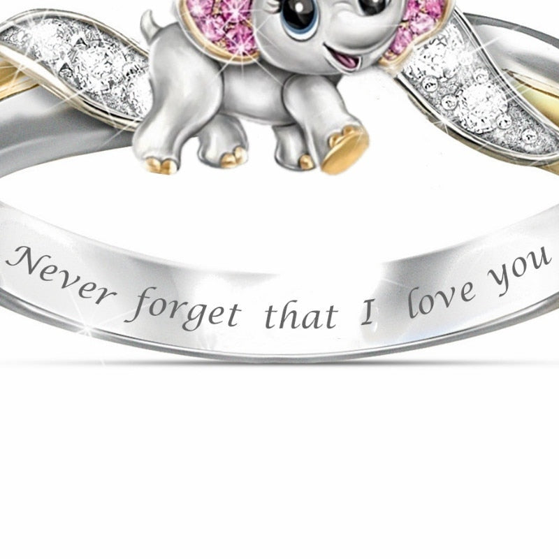 Never Forget I Love You Pink Elephant Ring