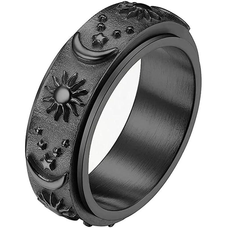 Titanium Steel Casting Turning Star Moon Sun Ring