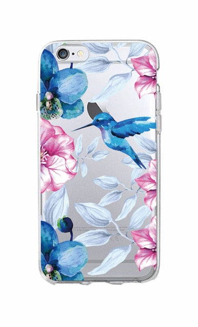 Cute Bird Butterfly Floral Flower Soft Clear Phone Case