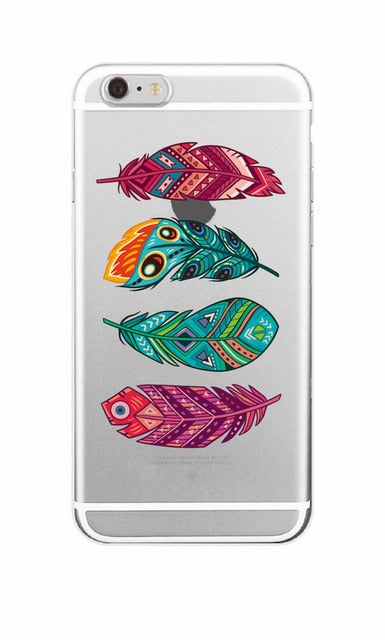 Boho Dream Catcher Wolf Feather skull Soft Phone Case