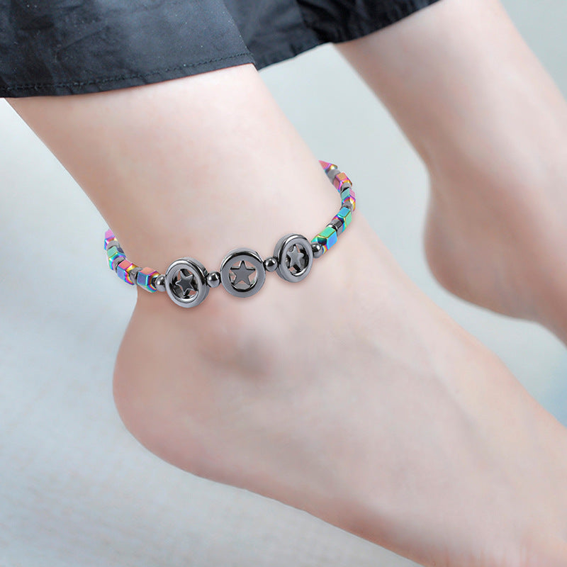 European And American Popular Circle Hand-Beaded Anklet