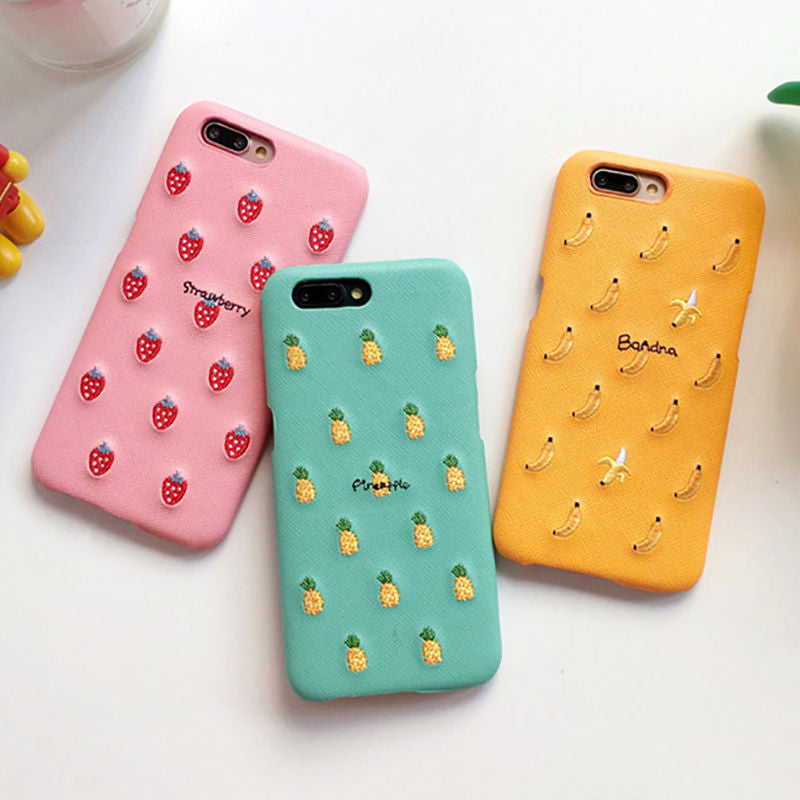 Embroidery Fruit Pattern Phone Case