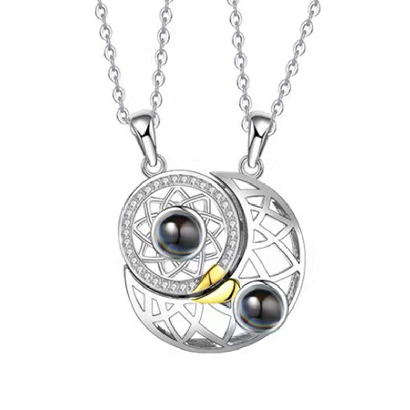 Simple Sun Moon Projection Necklace