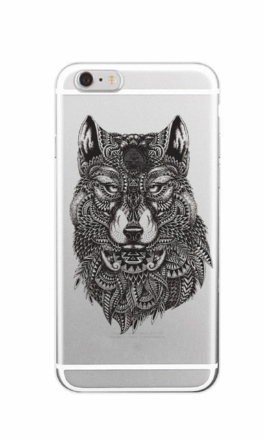 Boho Dream Catcher Wolf Feather skull Soft Phone Case