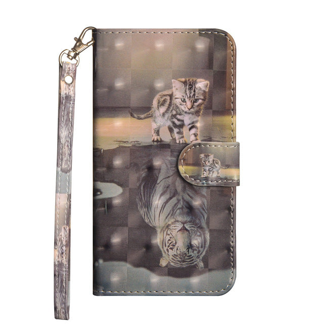 Printed Cute Animal Slot Wallet Cover