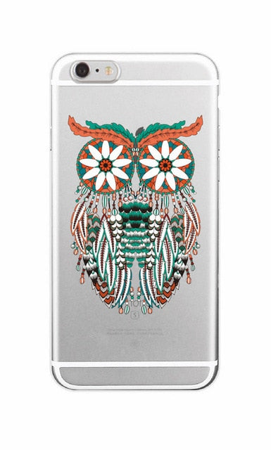 Boho Dream Catcher Wolf Feather skull Soft Phone Case