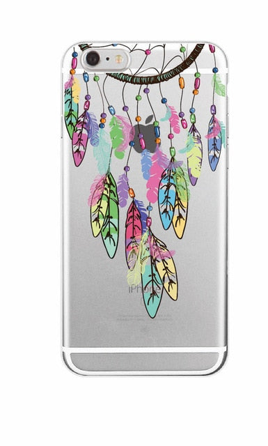 Boho Dream Catcher Wolf Feather skull Soft Phone Case