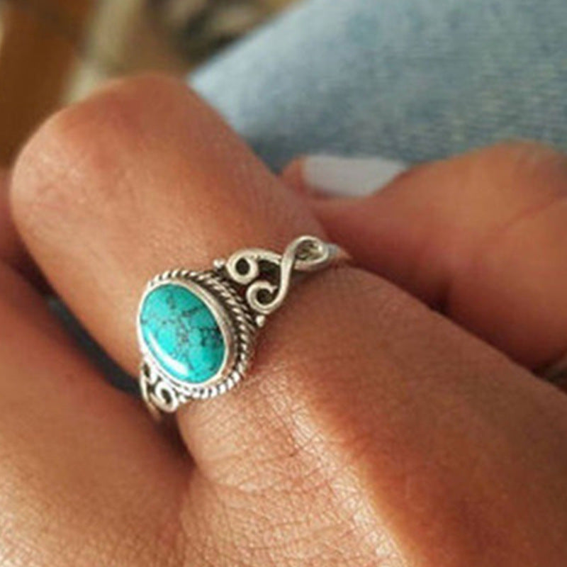 Inlaid Vintage Green Turquoise Rings