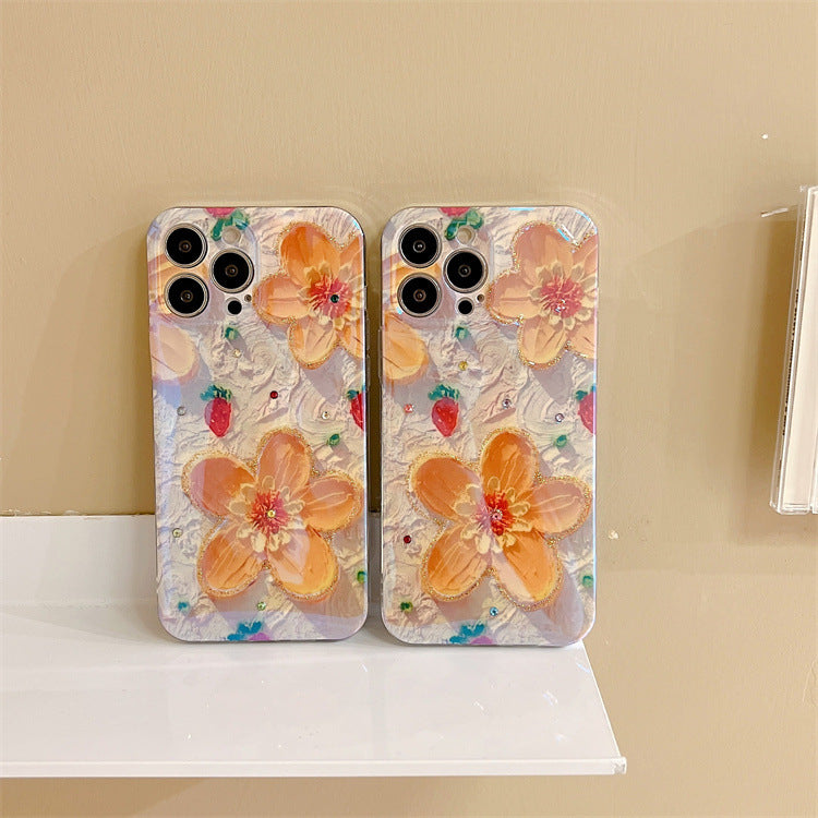 Strawberry Yellow Oil Painting Flowers Phone Case