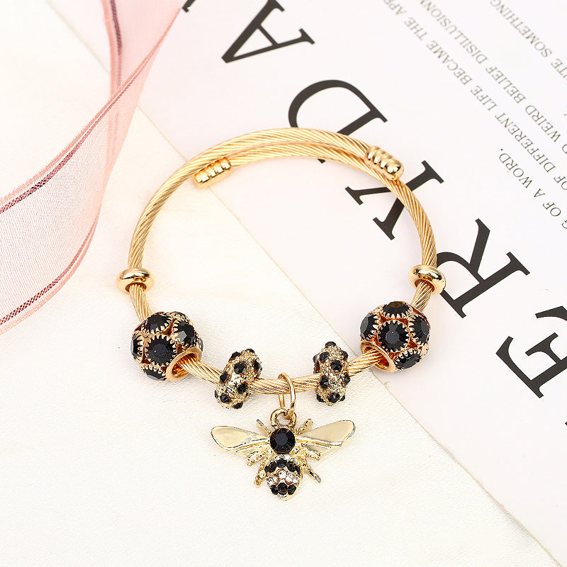 Adjustable Bee Sparkling Diamond Ball Bracelet