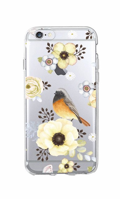 Cute Bird Butterfly Floral Flower Soft Clear Phone Case