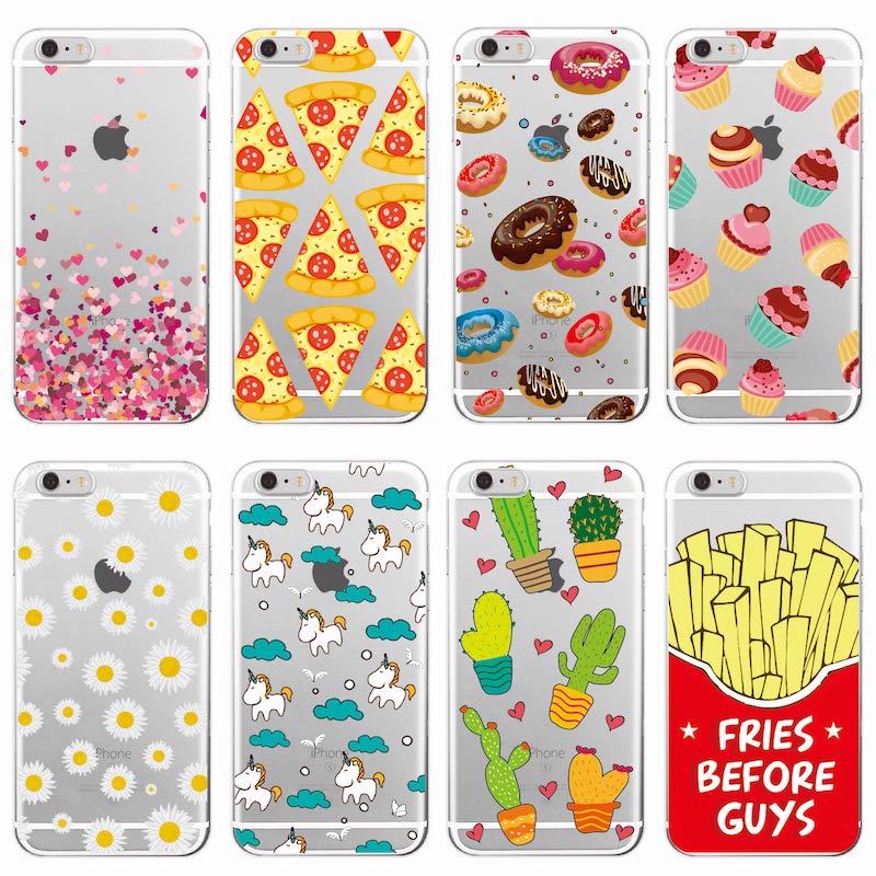 Cute Donuts Fries Before Guys Hearts Unicorn Pizza Soft Clear Phone Case