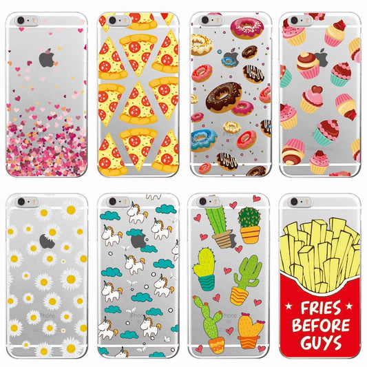 Cute Donuts Fries Before Guys Hearts Unicorn Pizza Soft Clear Phone Case