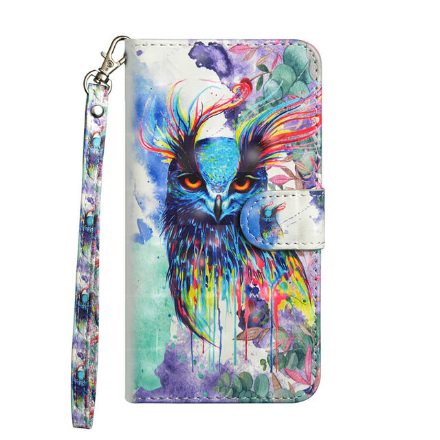 Printed Cute Animal Slot Wallet Cover