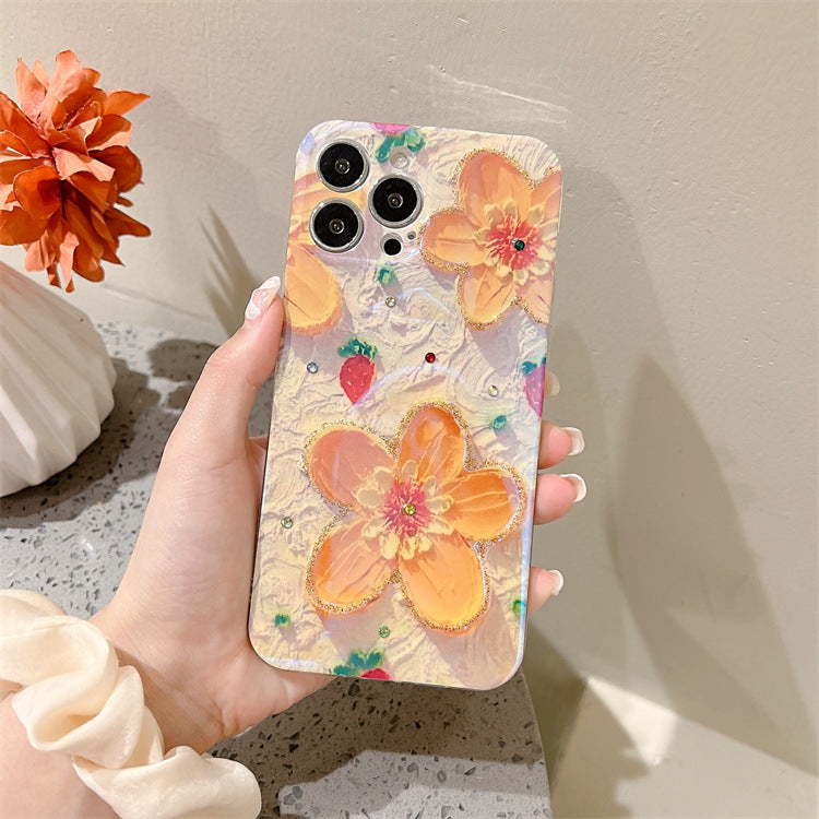 Strawberry Yellow Oil Painting Flowers Phone Case