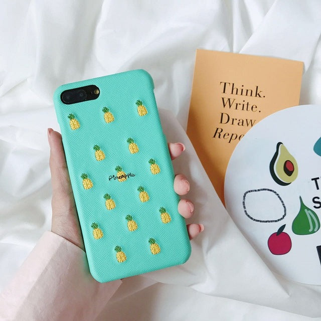 Embroidery Fruit Pattern Phone Case