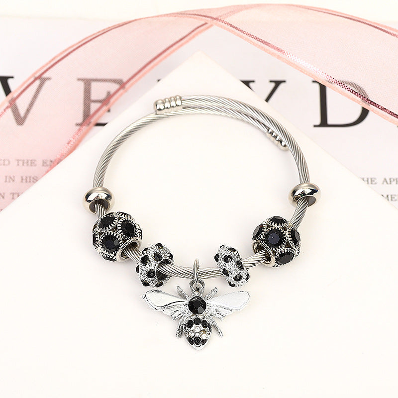 Adjustable Bee Sparkling Diamond Ball Bracelet