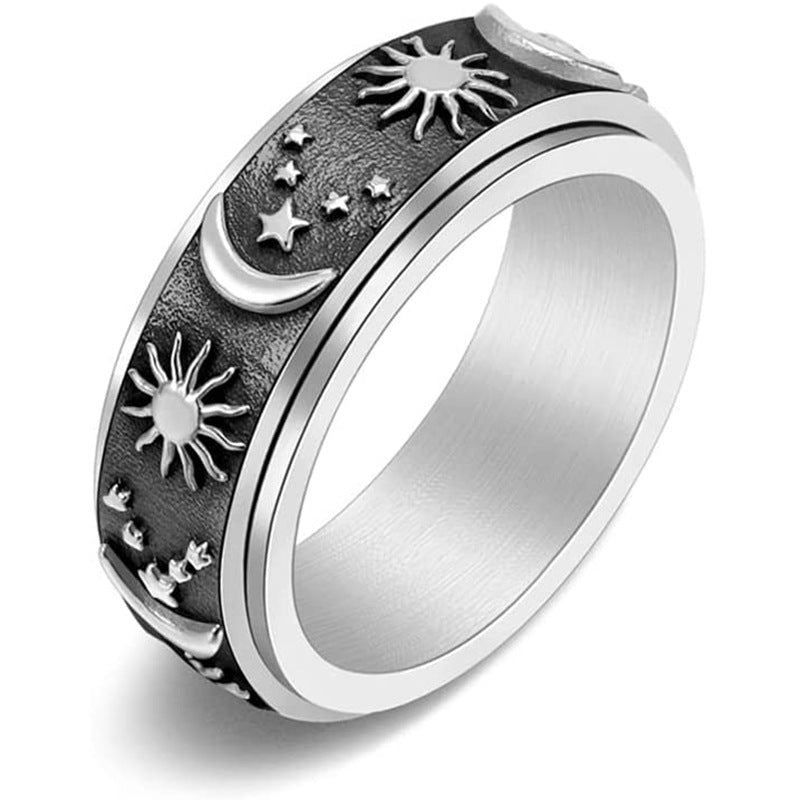 Titanium Steel Casting Turning Star Moon Sun Ring