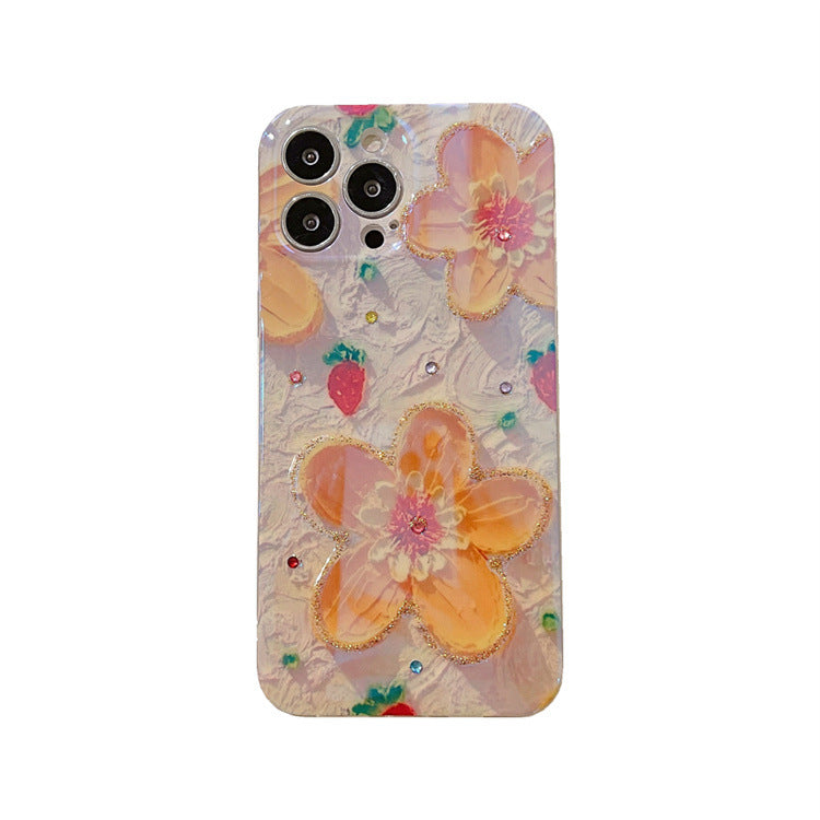 Strawberry Yellow Oil Painting Flowers Phone Case