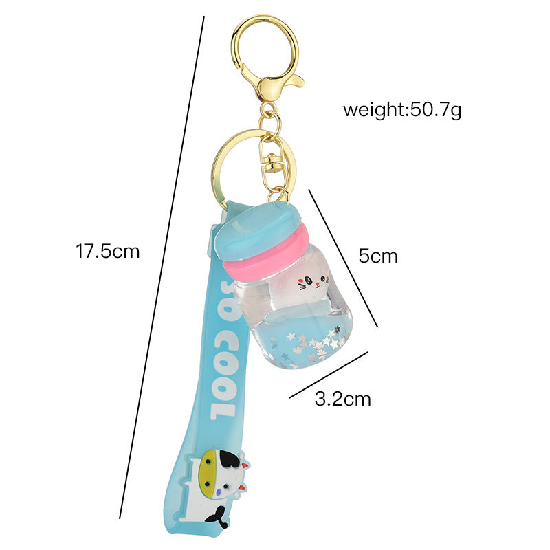 Floating Kitten Macaron Quicksand Key Chain