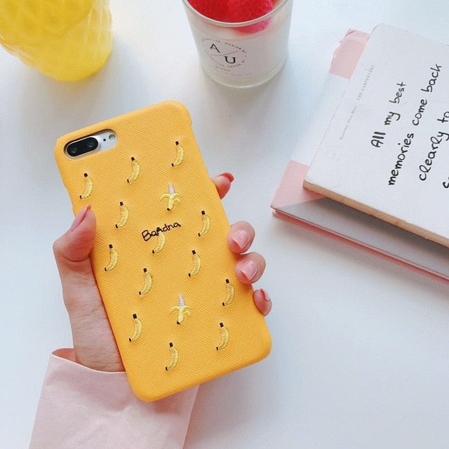 Embroidery Fruit Pattern Phone Case