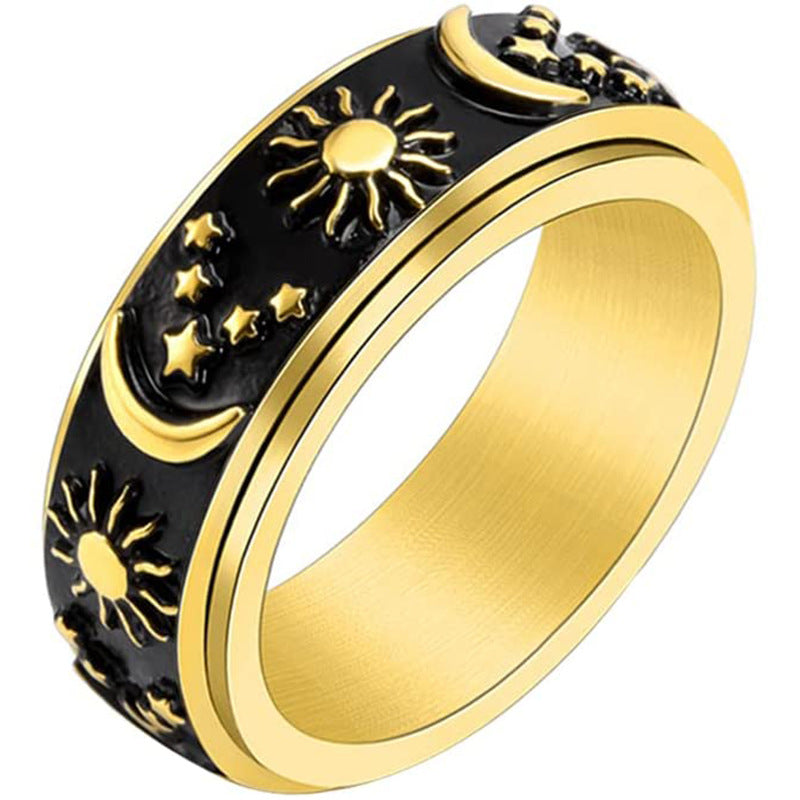 Titanium Steel Casting Turning Star Moon Sun Ring