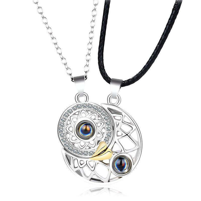 Simple Sun Moon Projection Necklace