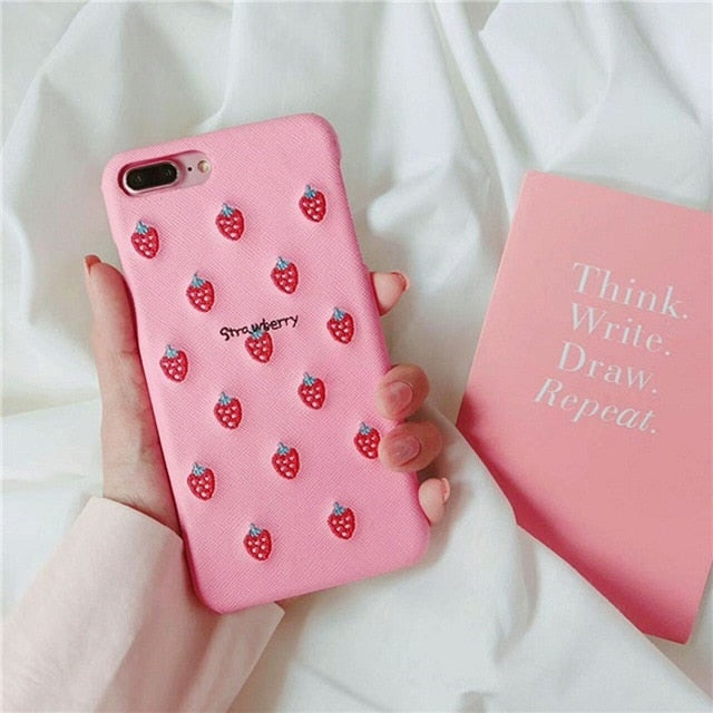 Embroidery Fruit Pattern Phone Case