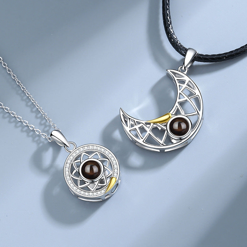 Simple Sun Moon Projection Necklace