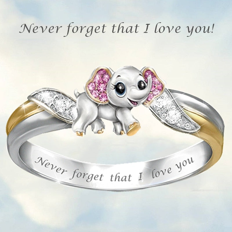 Never Forget I Love You Pink Elephant Ring