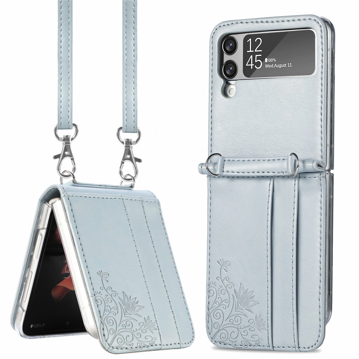 Embossed Wallet Protective Leather Phone Case