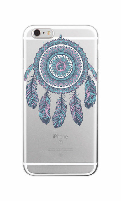 Boho Dream Catcher Wolf Feather skull Soft Phone Case