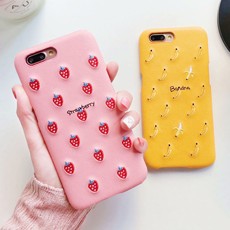 Embroidery Fruit Pattern Phone Case