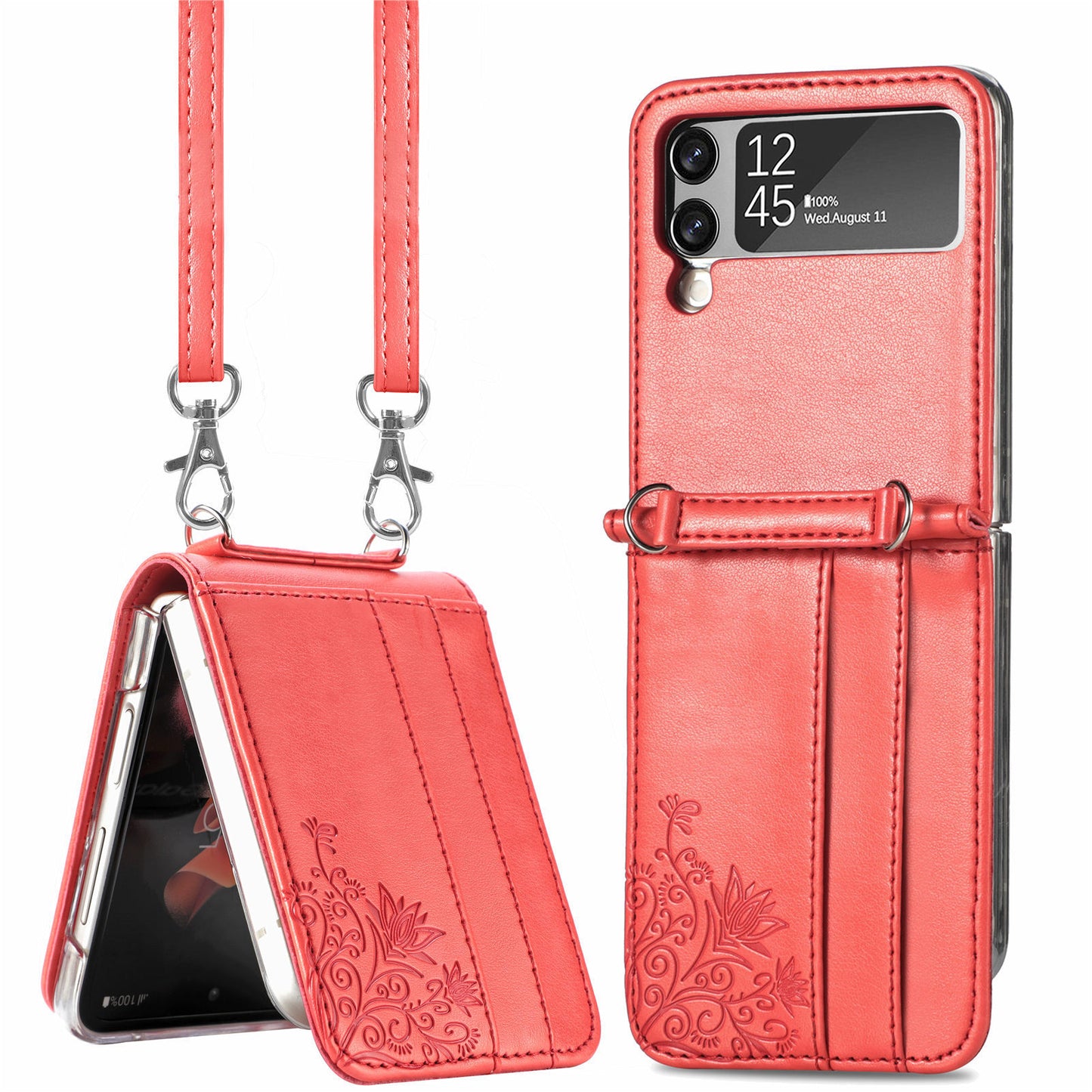 Embossed Wallet Protective Leather Phone Case