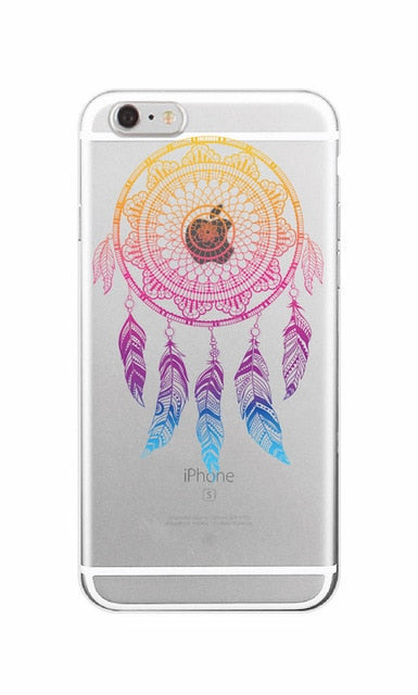 Boho Dream Catcher Wolf Feather skull Soft Phone Case